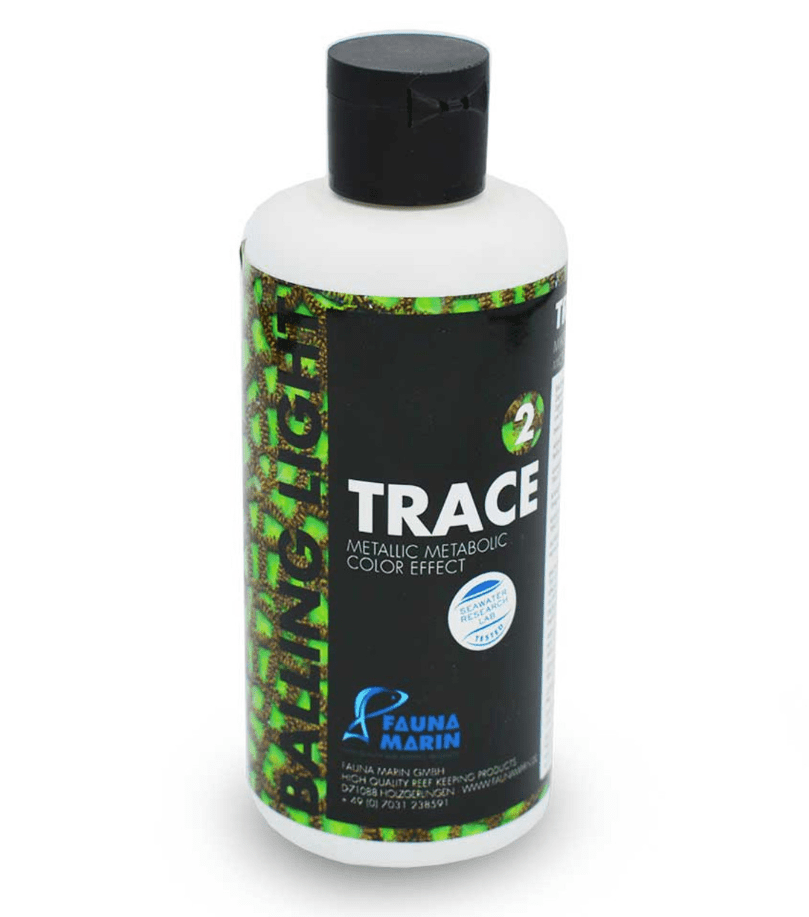 Fauna Marin Balling Trace 2 Metabolic reef supplement bottle, designed for enhancing coral growth and color in saltwater aquariums.