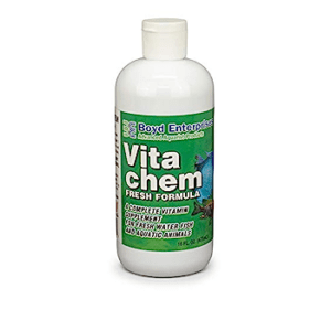 Vita Chem Fresh 16oz bottle with liquid fish supplement, designed for freshwater fish health, immune support, and color enhancement in aquariums.