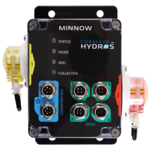 HYDROS Minnow Aquarium Controller with dual dosing pumps and WiFi-enabled monitoring for saltwater, freshwater, and pond setups