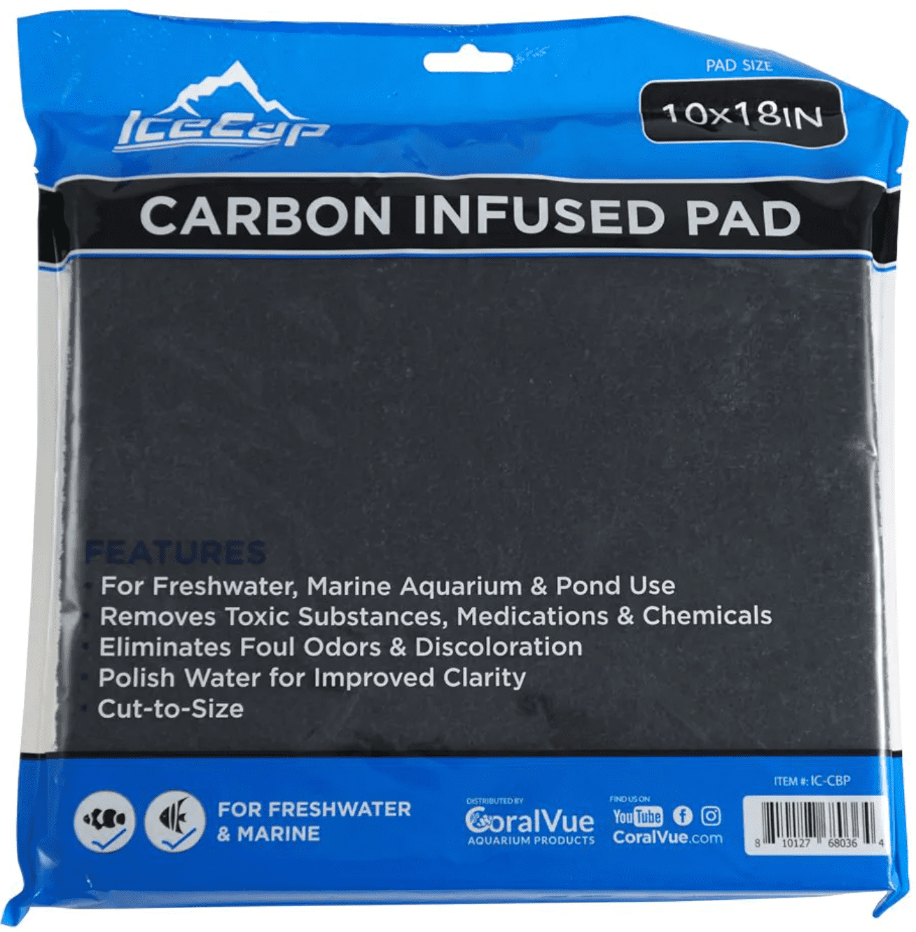 IceCap carbon filter pad packaging