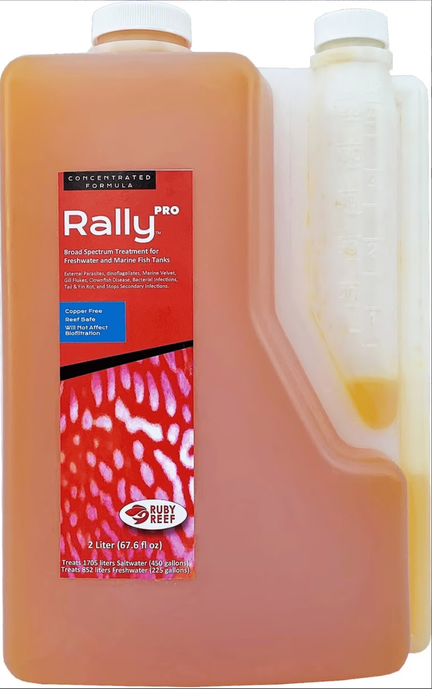 Rally PRO treatment for fish ailments in a display tank.