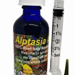 Aiptasia Away 1 oz reef-safe solution with included applicator for targeting pest anemones in reef aquariums.