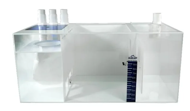 Adapts to aquarium filtration systems, with quiet causing compartments. Spill-over in micron bag.