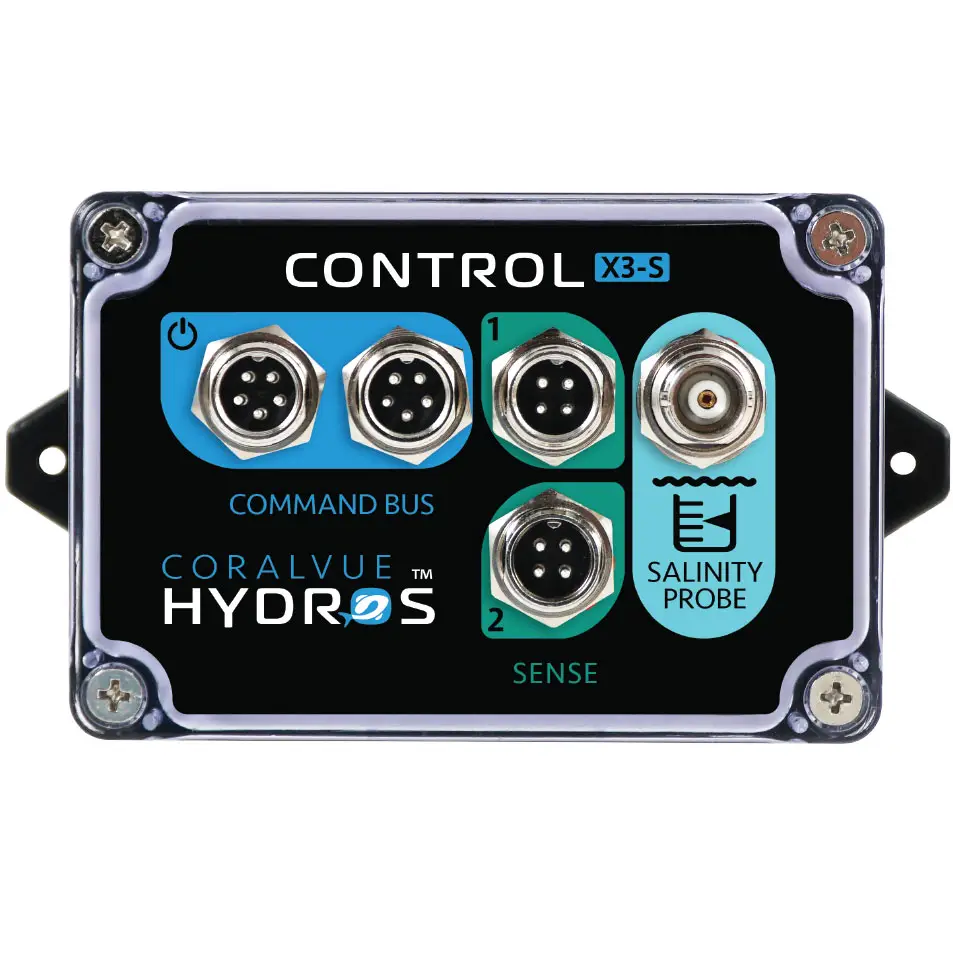 HYDROS Control X3-S smart aquarium controller with sensor and probe ports for reef tank automation.