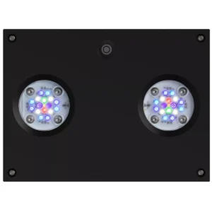 Aquaillumination AI Hydra 32 HD aquarium LED light shown with its shimmer and coral coloration effects