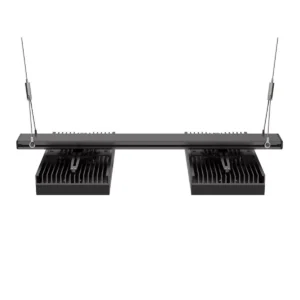 AquaIllumination HMS Hanging Kit mounted with Hydra LED lights over a reef aquarium.