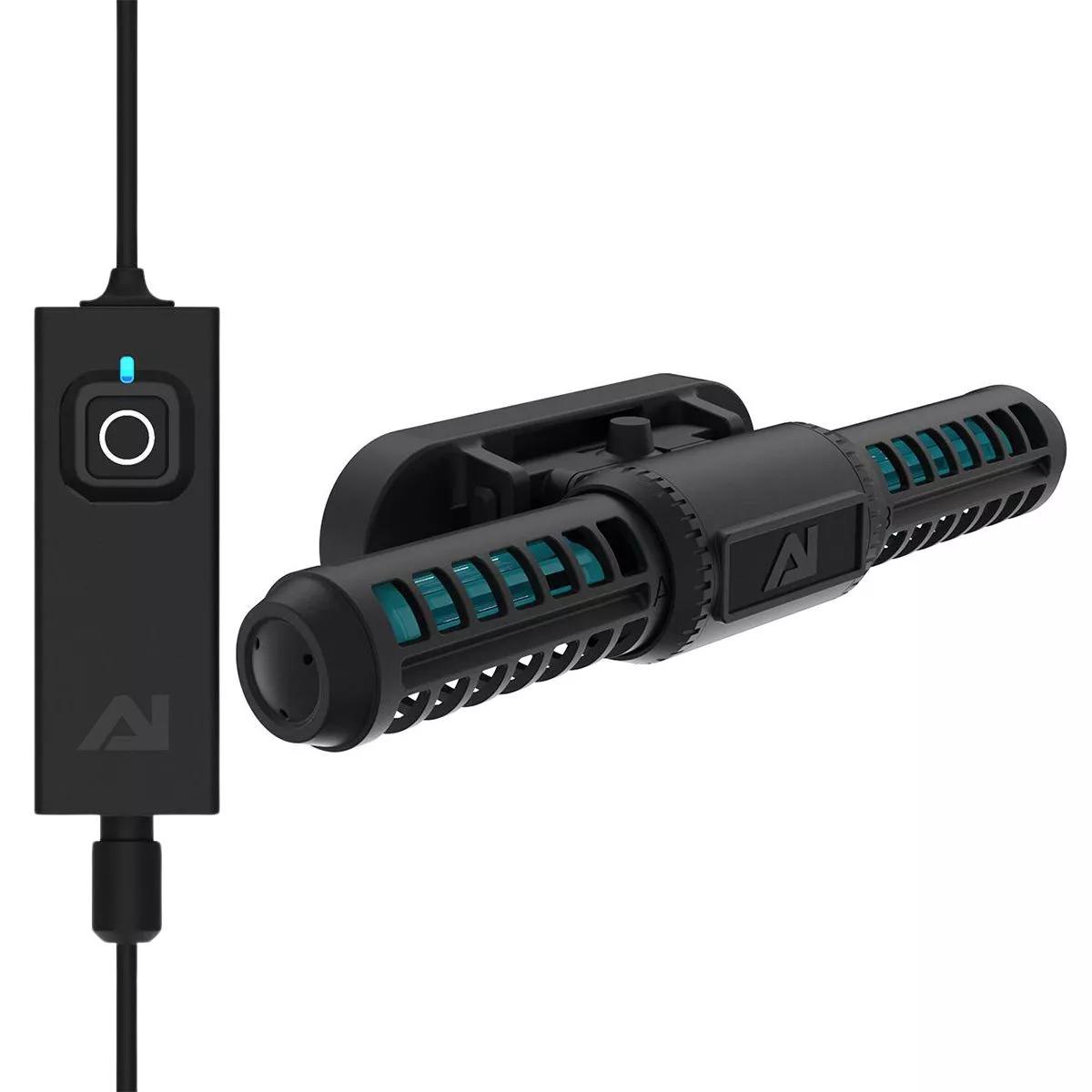 Aquaillumination Orbit 2 submersible aquarium pump shown that creates tidal flow for tank water circulation