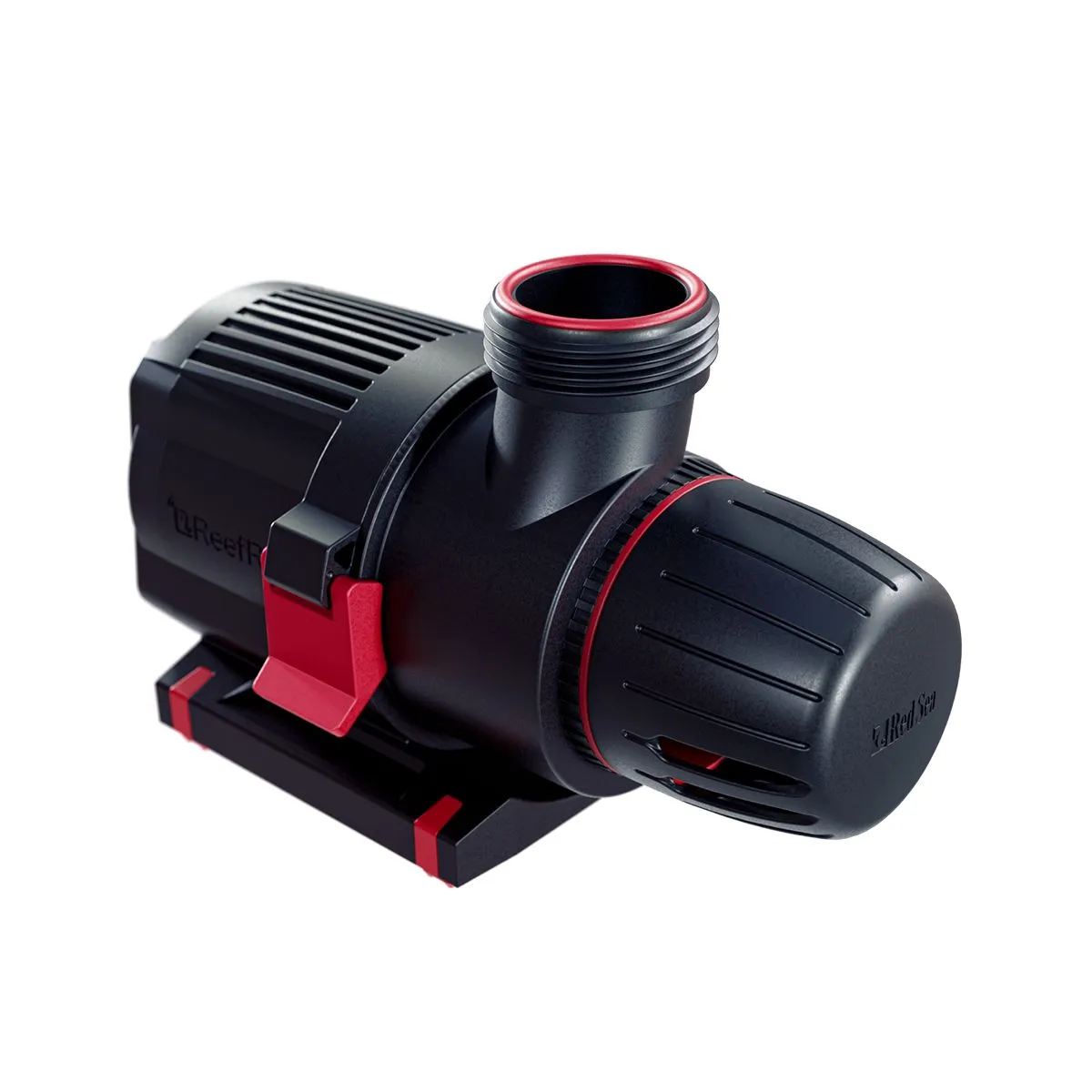 Red Sea ReefRun G2 6000 DC Pump with hose fittings for aquarium return flow.