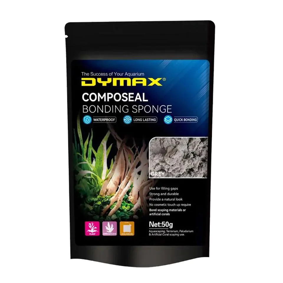Dymax dark grey bonding sponge used for aquascaping setup and aquarium rockwork
