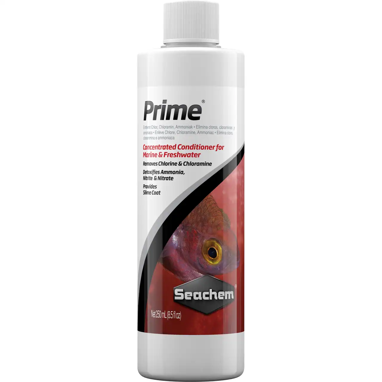 Seachem Prime Water Conditioner 250mL aquarium water treatment for ammonia and chlorine removal and detox in aquariums.