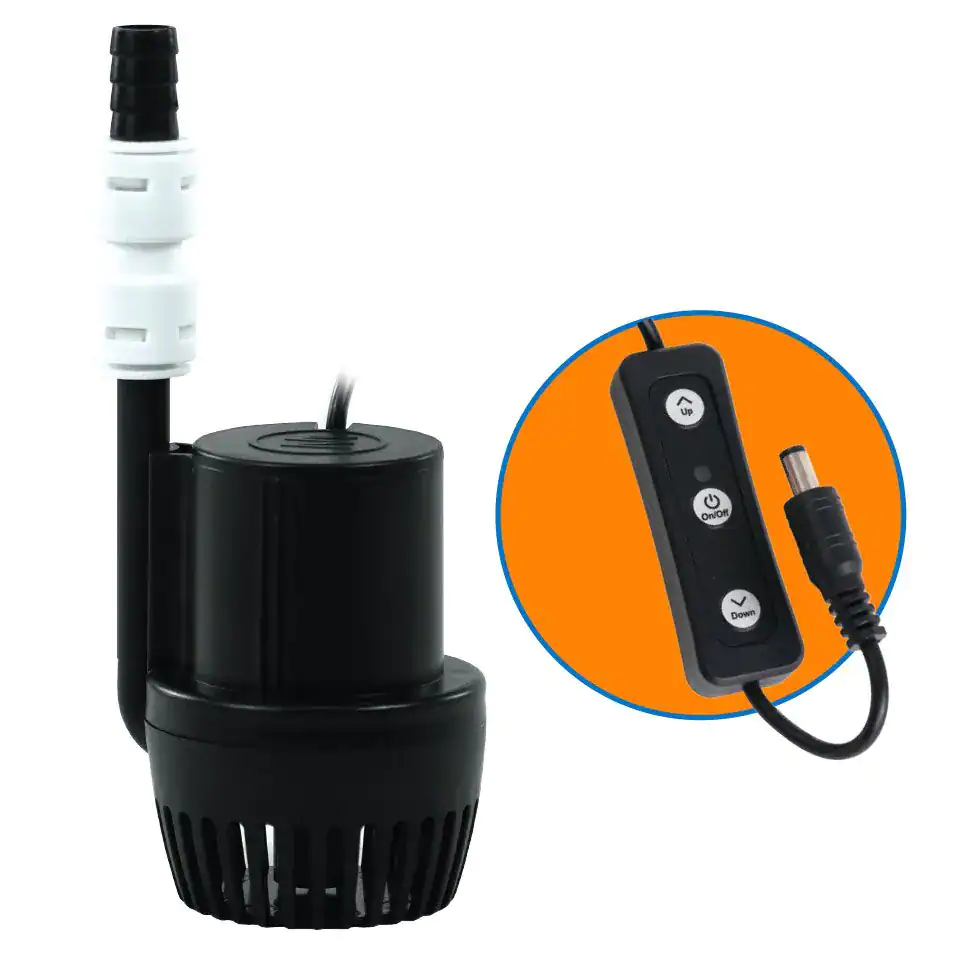 IceCap DC-4500L utility pump with inline controller for saltwater aquarium circulation pump and freshwater tank applications.