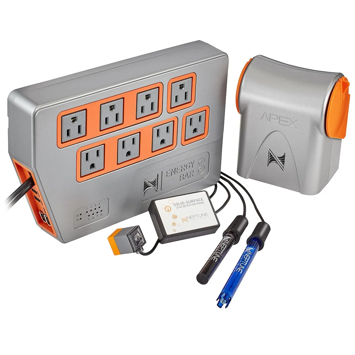 Nerptune Systems Apex A3 Aquarium Controller base unit with EB832, ph and temperature probes, MOS, LD-2, and Aquabus cable