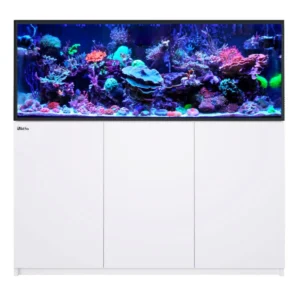 Red Sea REEFER 525 G3 White Aquarium System with eurobraced rimless display and matching marine-spec cabinet