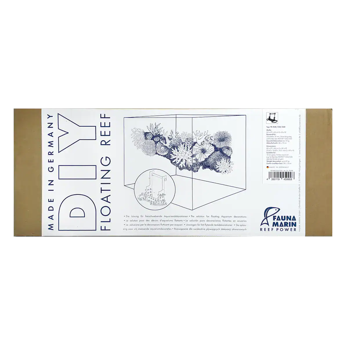 Fauna Marin Floating Reef suspension system creating floating reef aquascape with open swim space and improved water circulation