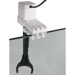 Tunze ORCA MK2 Powerhead Mount oscillating powerhead mount installed on reef aquarium glass